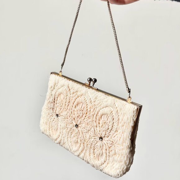 Vintage Seed Bead and Rhinestone Evening Bag - Picture 1 of 6